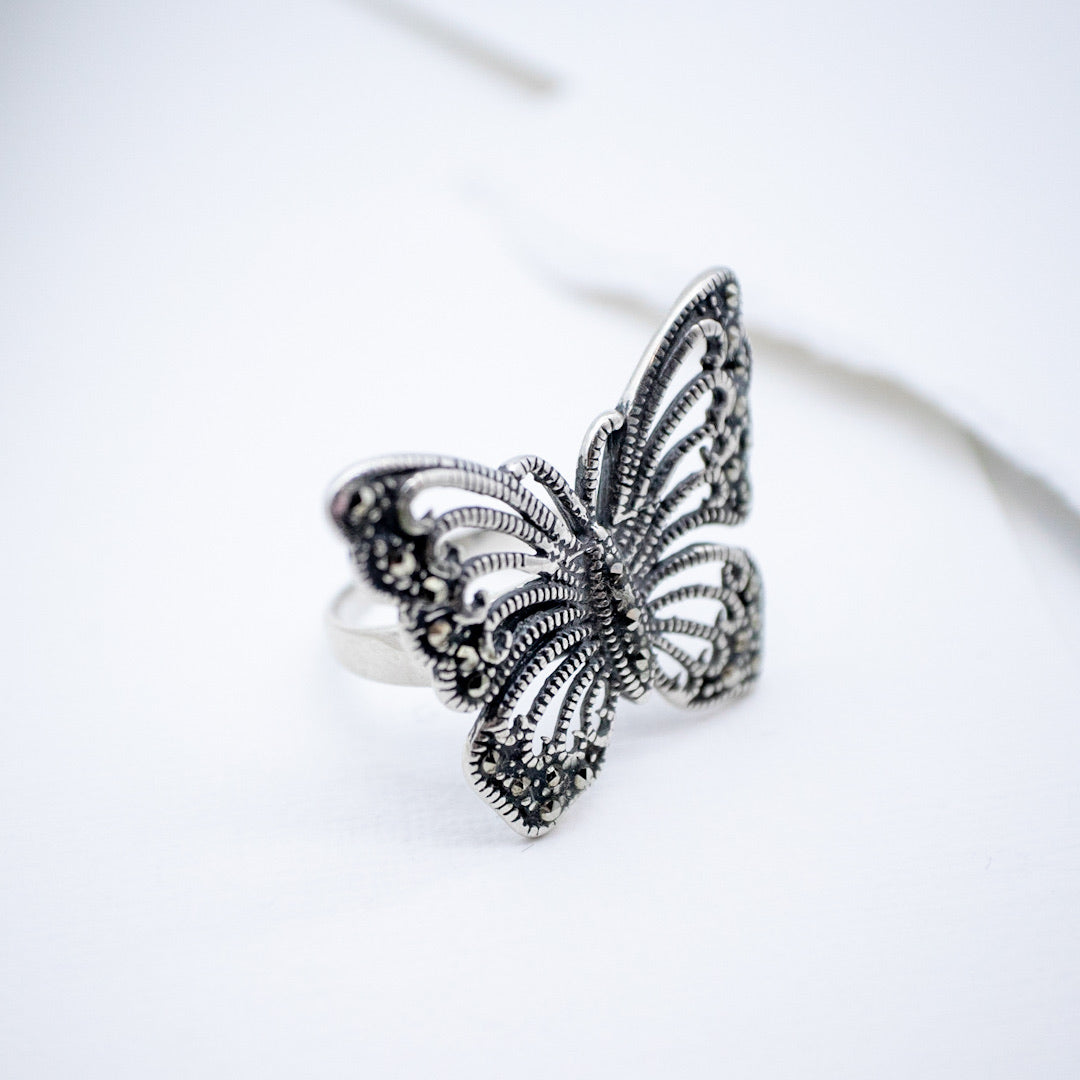 Butterfly Marcassite Ring